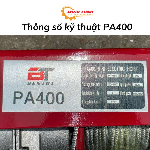 Thông số Máy tời điện treo PA400