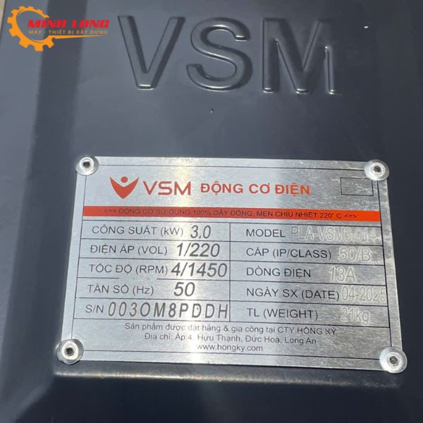 Động Cơ Điện Hồng Ký 3Kw220V 100% Dây Đồng PLA-VSM