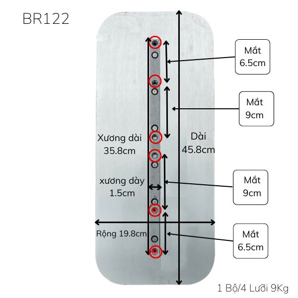 Lưỡi xoa bê tông 1.2m bản rộng Bentot giá rẻ